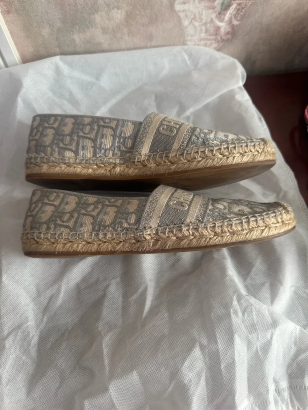 DIOR GRANVILLE ESPADRILLES Size 39 STONE GREY
